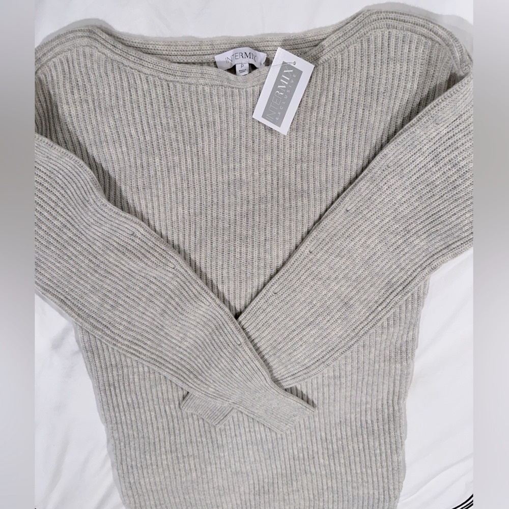 NWT intermix wool cashmere sweater dress tunic heather gray - Picture 5 of 12